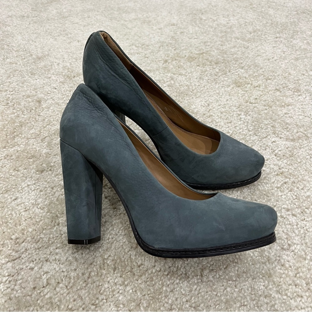 Ella Moss Women’s Heels Pumps Teal Green Leather Size 9 Designer Slip On $249